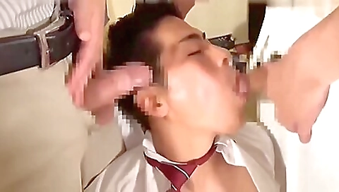 Two asian girls are doing bareback sex in front of camera