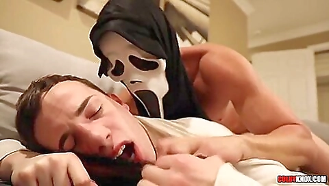 Horny brunette in a tight bareback porn parody clip