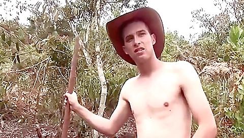 Threesome deepthroat and facial with cock in the woods