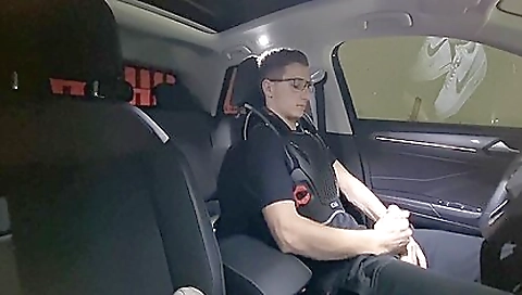 Young teen 18+ Fucks With His Shoes In The Car And Has Fun