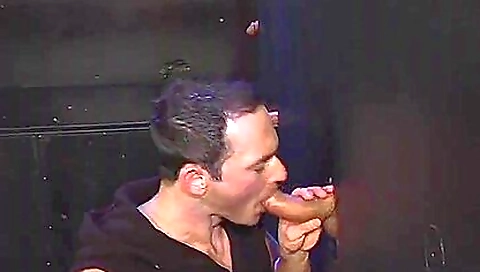 Brunette with huge natural tits gets deepthroat on two hard cocks