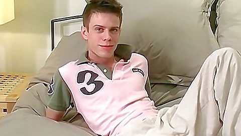 Skinny teen jerks off while doing solo porn videos